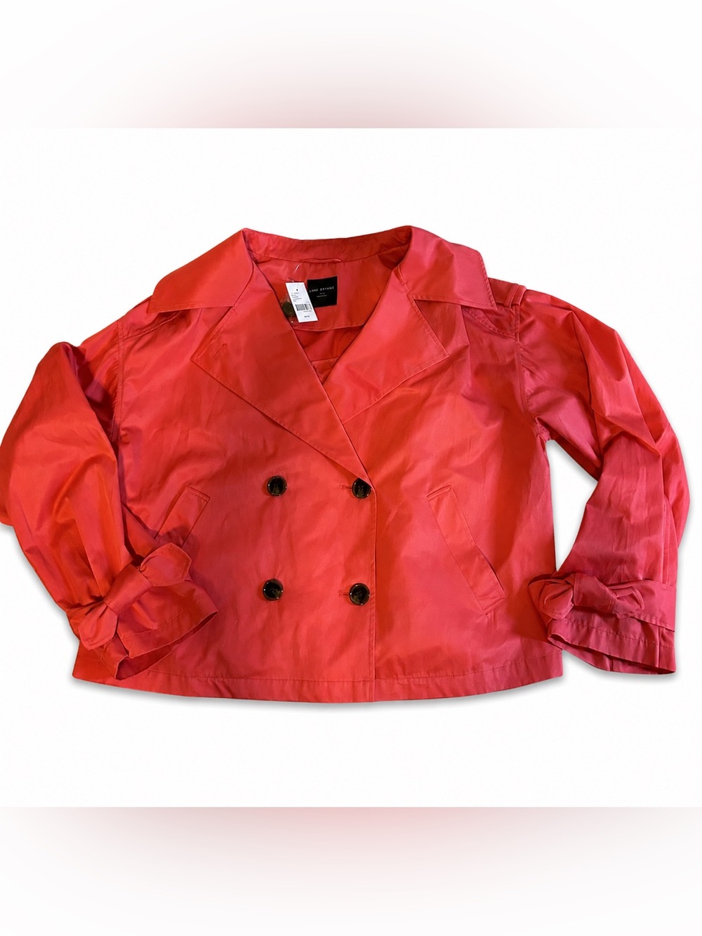 Lane Bryant NWT Coral Pink Cropped Trench Coat Jacket Double Breasted Plus Size